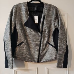 Lane Bryant Tweed Silver Metallic Moto Jacket: Size 20 NWT!